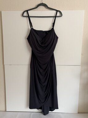 Guess Women Charcoal Grey Cowlneck Slip Spaghetti Strap Dress Venezia Size 14